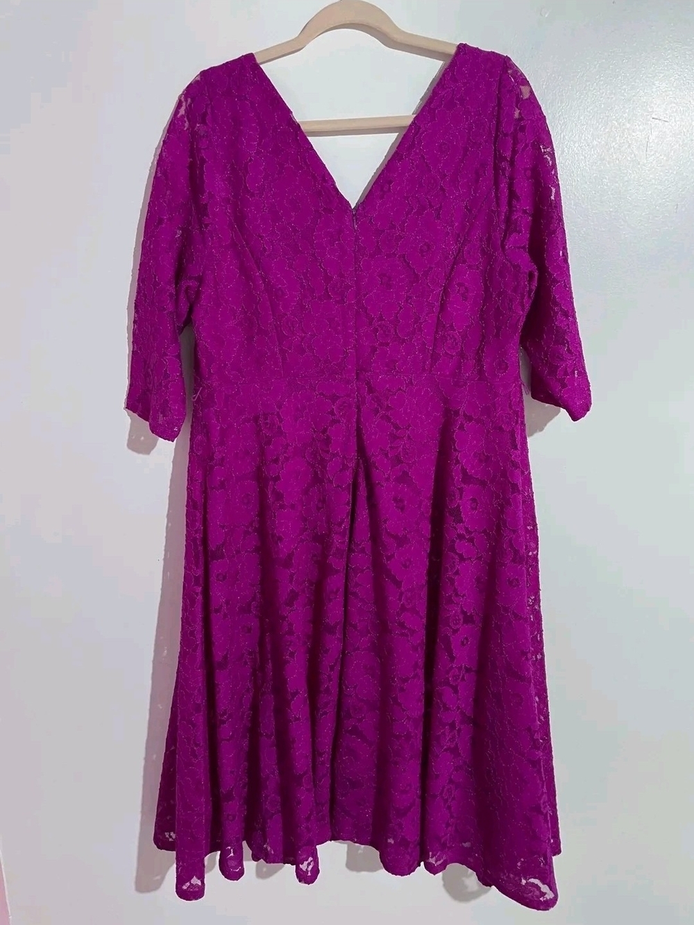 Lane Bryant Fuchsia Lace Midi Dress Size 18 - Picture 2 of 4